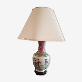 Lampe à poservcéramique scène chinoise