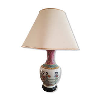 Lampe à poservcéramique scène chinoise