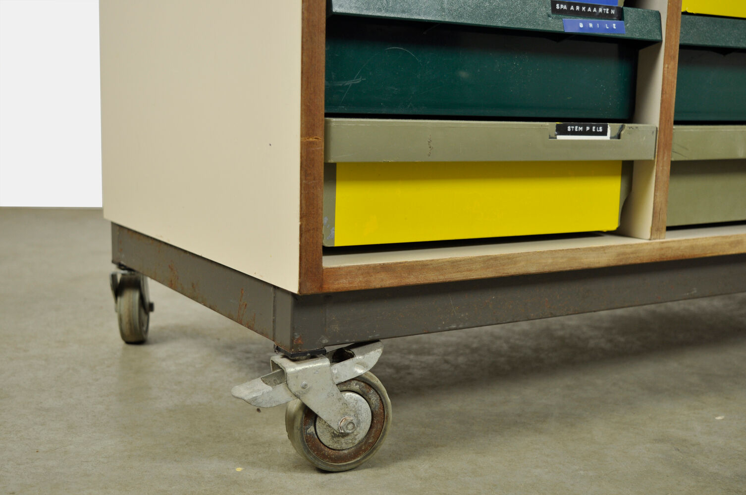 Dutch schoolcabinet with coloured drawers, 1970s