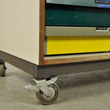 Dutch schoolcabinet with coloured drawers, 1970s