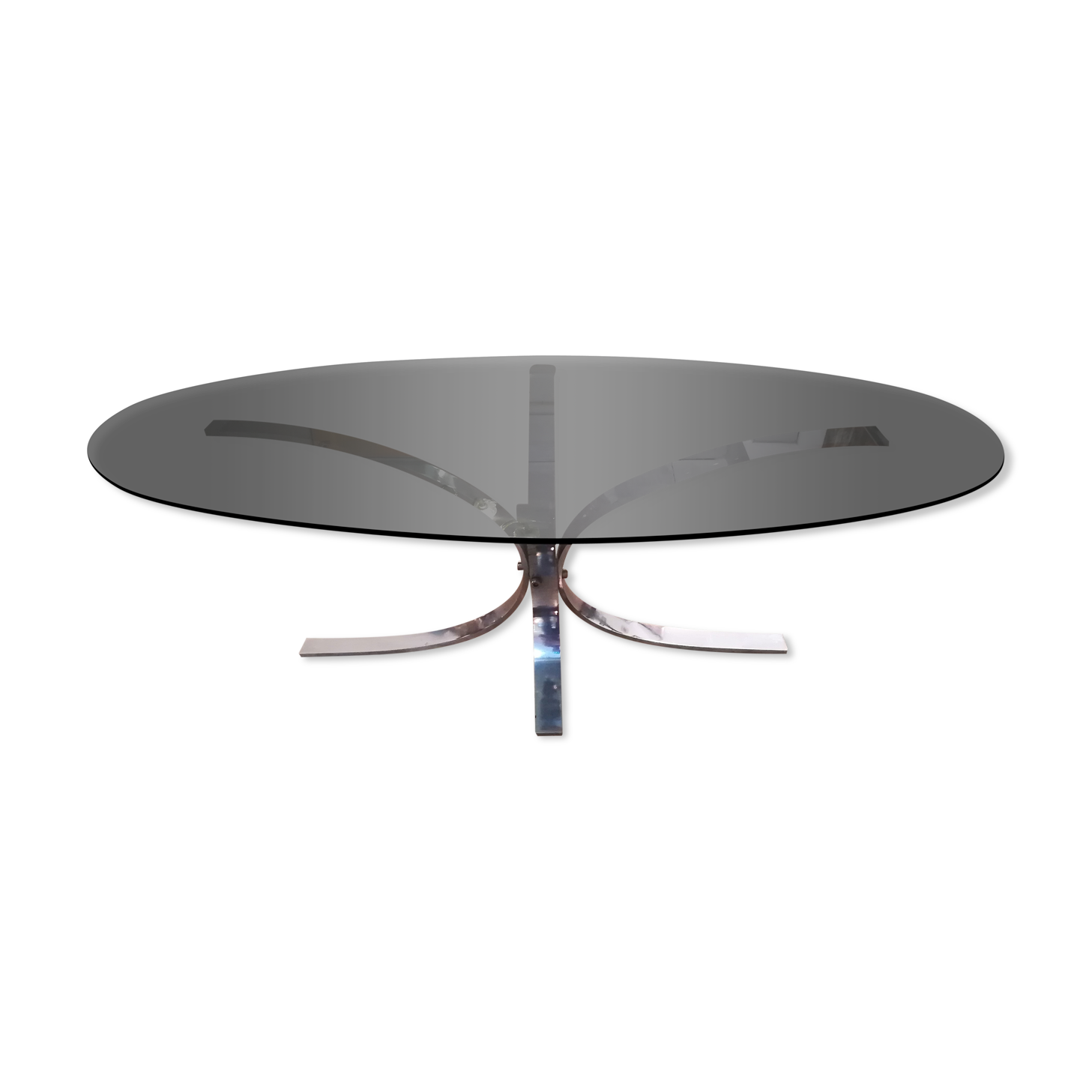 Chrome steel coffee table and smoked glass
