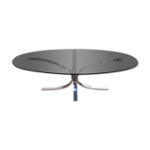 Chrome steel coffee table and smoked glass