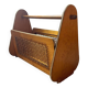 Wooden and rattan magazine rack from the 50s and 60s