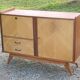 Enfilade of the 50s in oak and mahogany feet compass