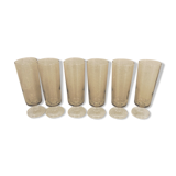6 anciennes flutes à champagne luminarc fumées h14 cm
