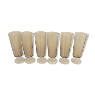 6 anciennes flutes à champagne luminarc fumées h14 cm