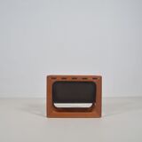 Danish teak & leather magazine holder by Salin Møbler, 1970s