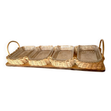 Vintage wicker and wood serving tray