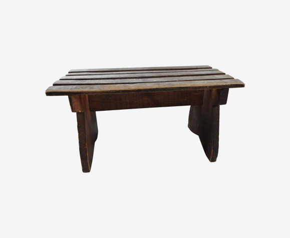 Banc vintage en bois repose pieds porte plante vintage