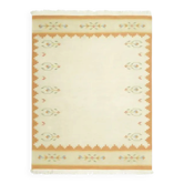1970s Vintage Turkish Oushak Handmade Wool Cotton Cream Area Rug 171x222