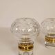 Pair of solid clear crystal candlesticks in modern Scandinavian style Orrefors Sweden