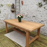 Table de ferme en chêne estampillée R Trotel