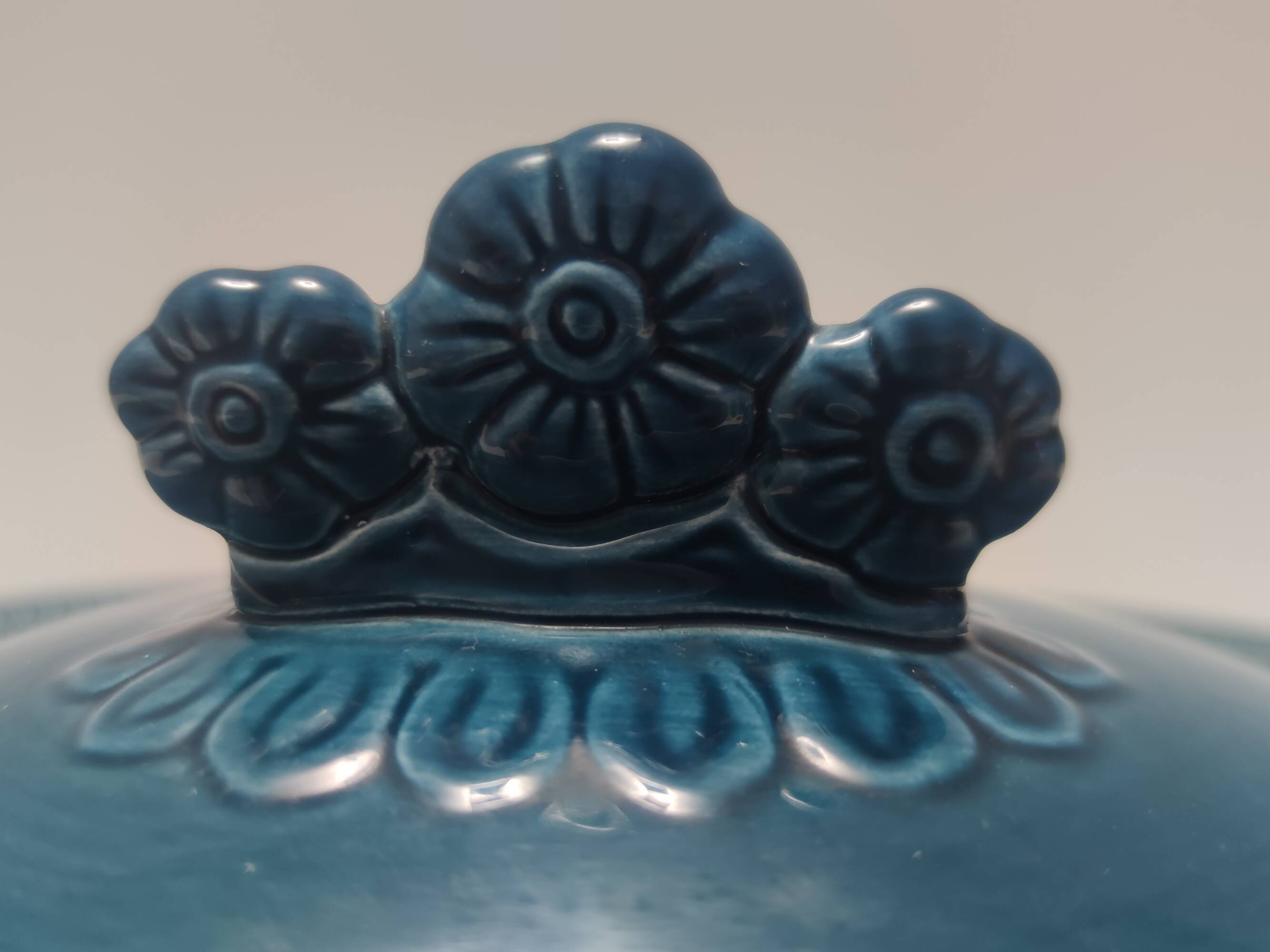Blue Earthenware "Margherita" Centerpiece by A. Campi for Laveno, Italy