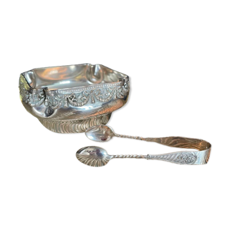 Sugar bowl and sugar tongs