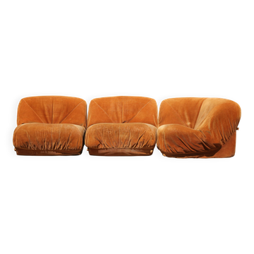 Modular canapé Airborne "Patate", velvet, 1970s
