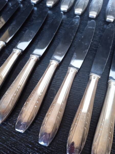 12 + 12 silver metal knives art deco period