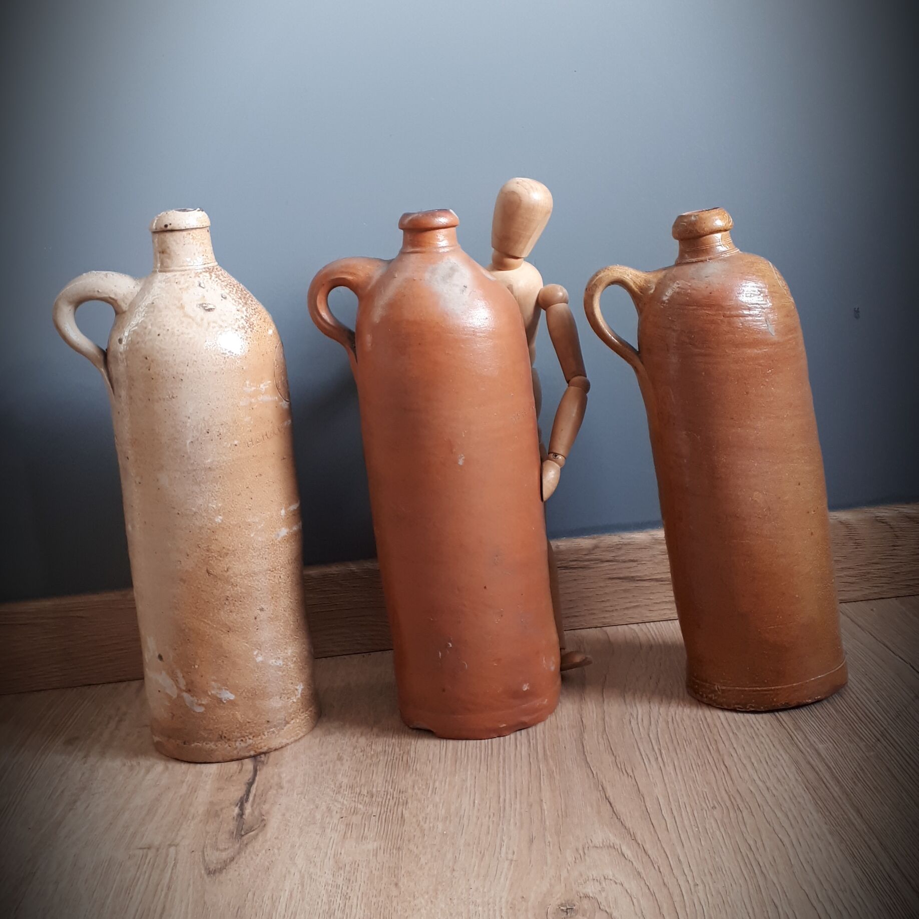 Trio of sandstone carafes with cove
