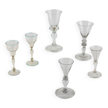 Groupe de 6 verres en verre de Murano, Italie, XVIIIe siècle