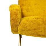 Marco Zanuso pour Artflex. Fauteuils jaune et en laiton doré. Années 1950.