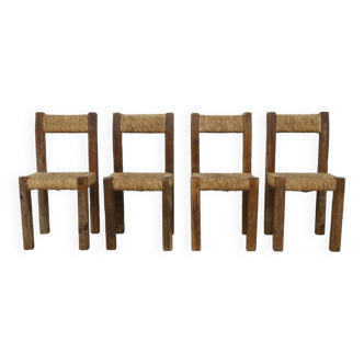 4x Rare Dining Chair Brutalist, 1970s