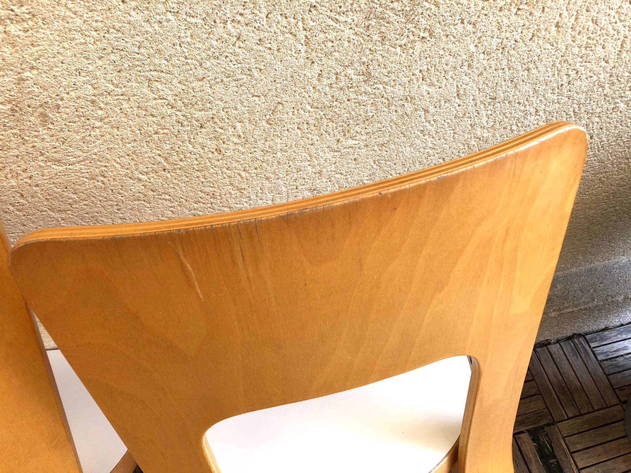 Pair of chair 66 design Alvar Aalto artek edition melaminé white