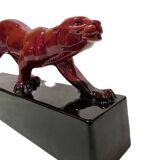 French Ceramic Art Deco Statue Of A Panther 1930s