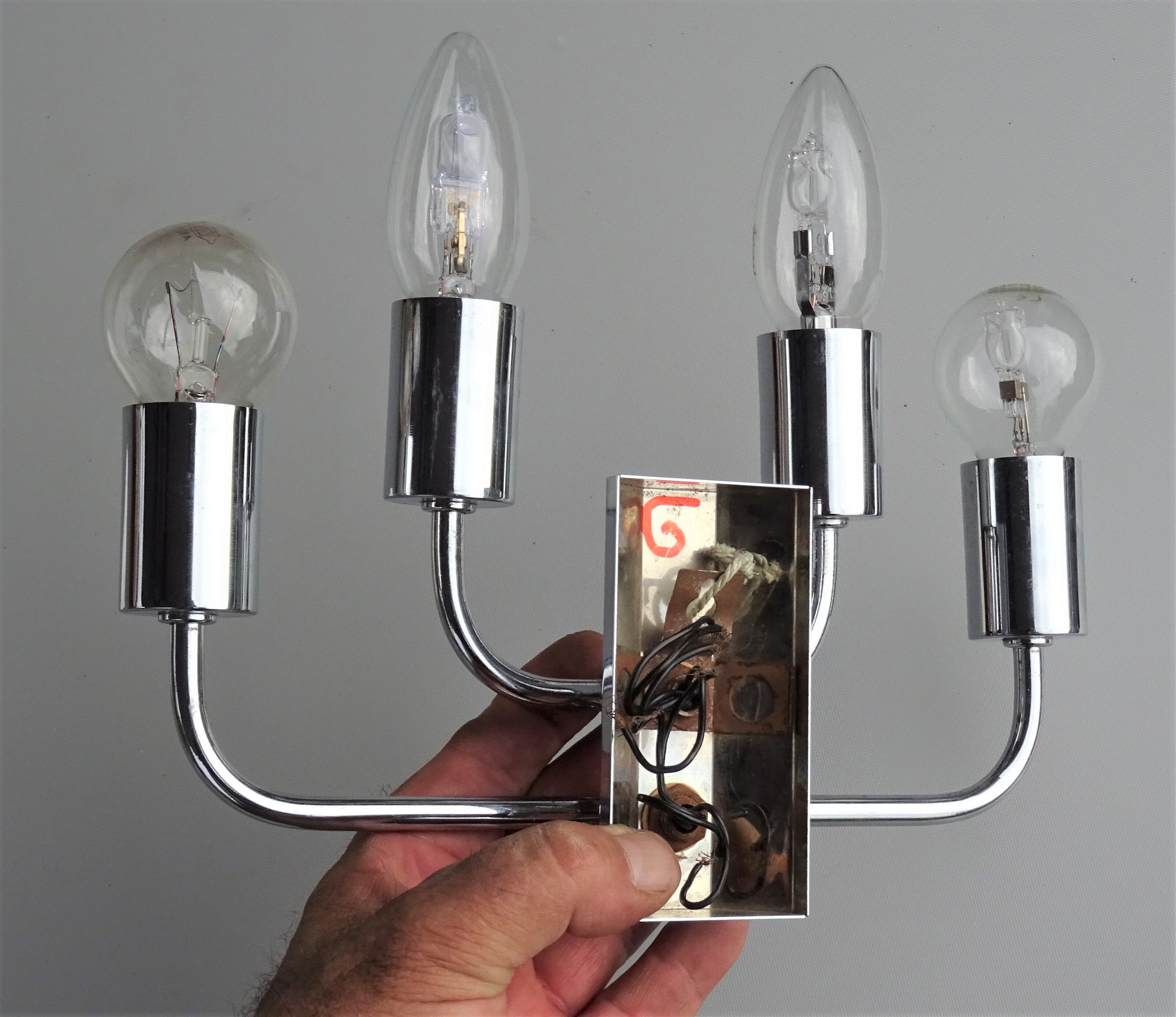 Chrome metal torch lamp 1970