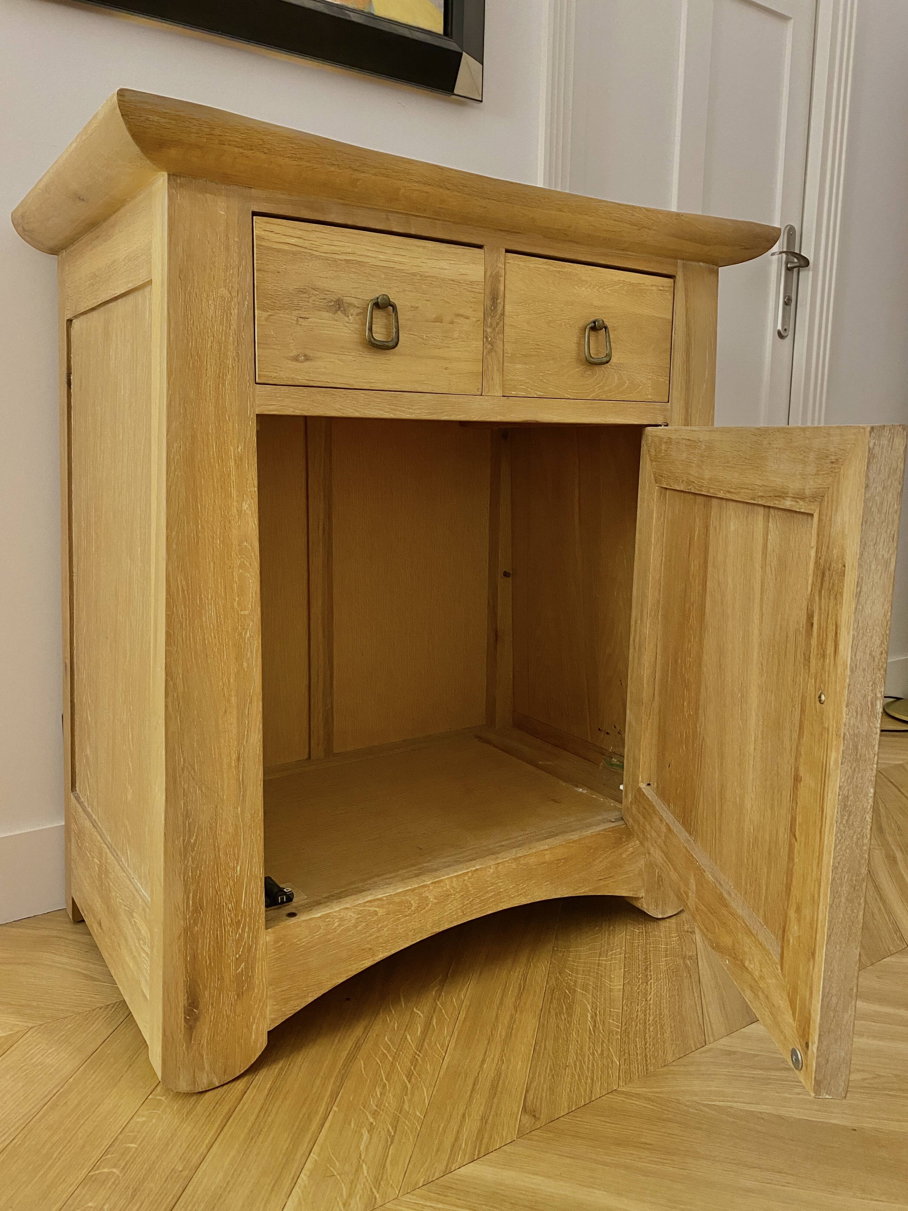 Small chest of drawers in solid oak white lead Art Nouveau style