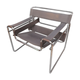 Marcel Breuer Wassily  grey leather B3 Chairs 1980s Italy