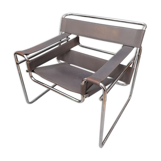 Marcel Breuer Wassily  grey leather B3 Chairs 1980s Italy