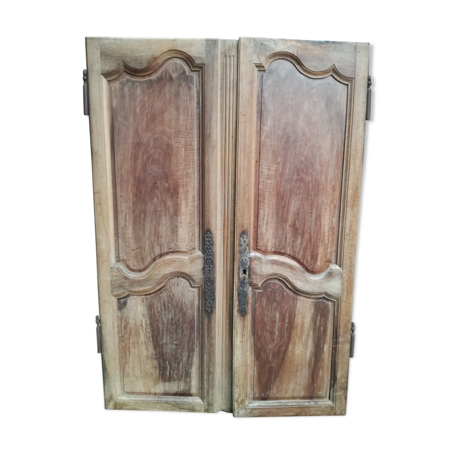 Double antique walnut closet doors