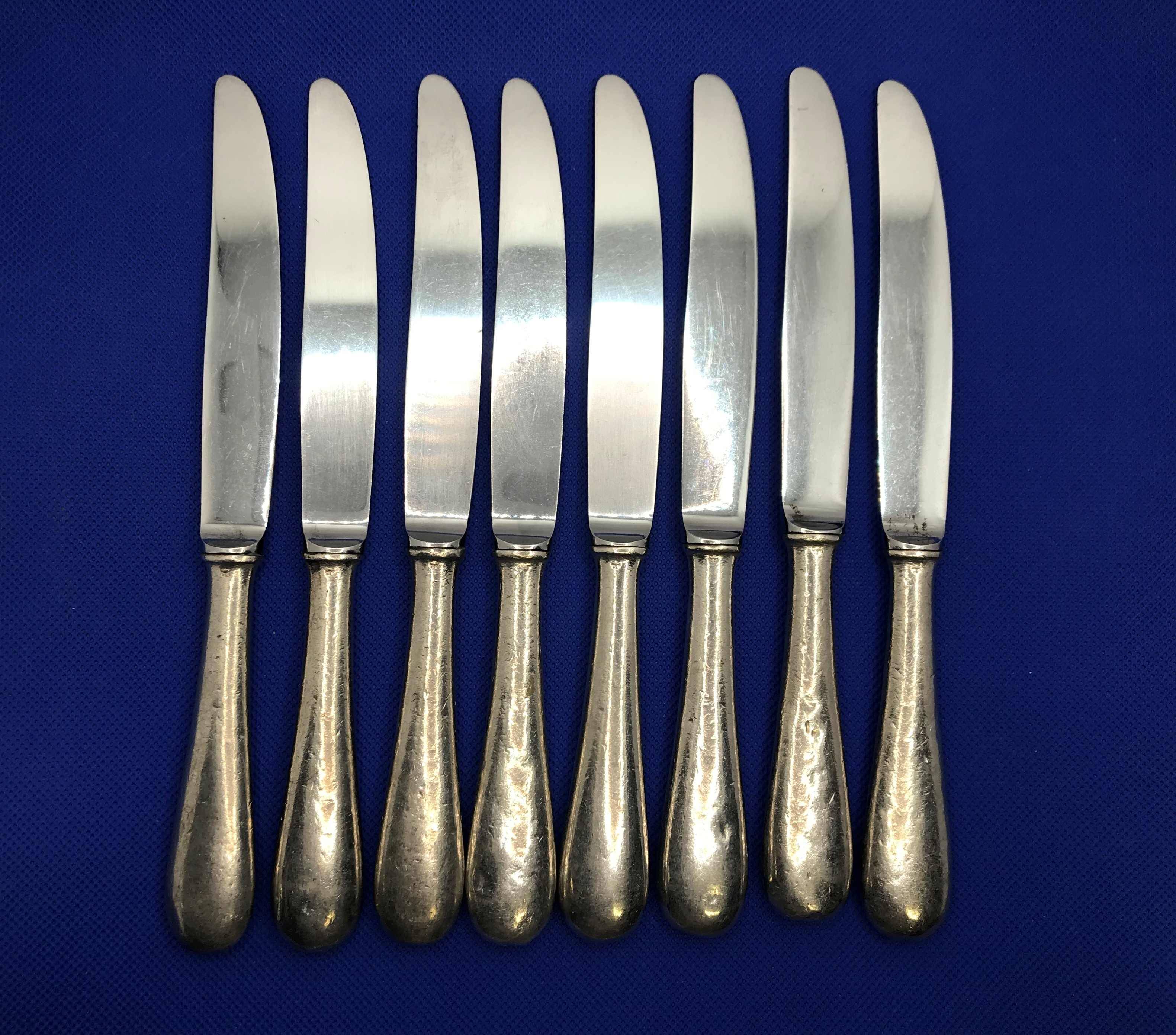 Set of 8 small silver-plated Chambly Navy knives