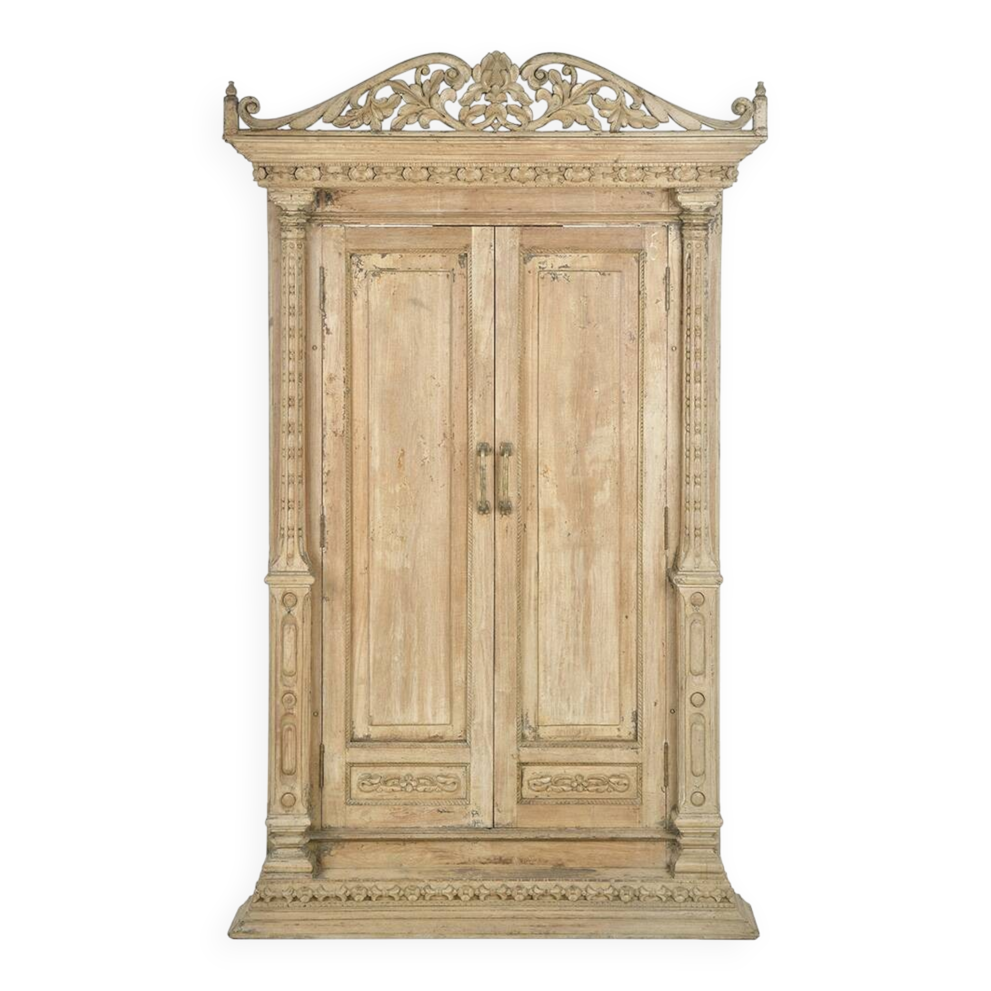 Antique Indian double-leaf door in carved solid wood