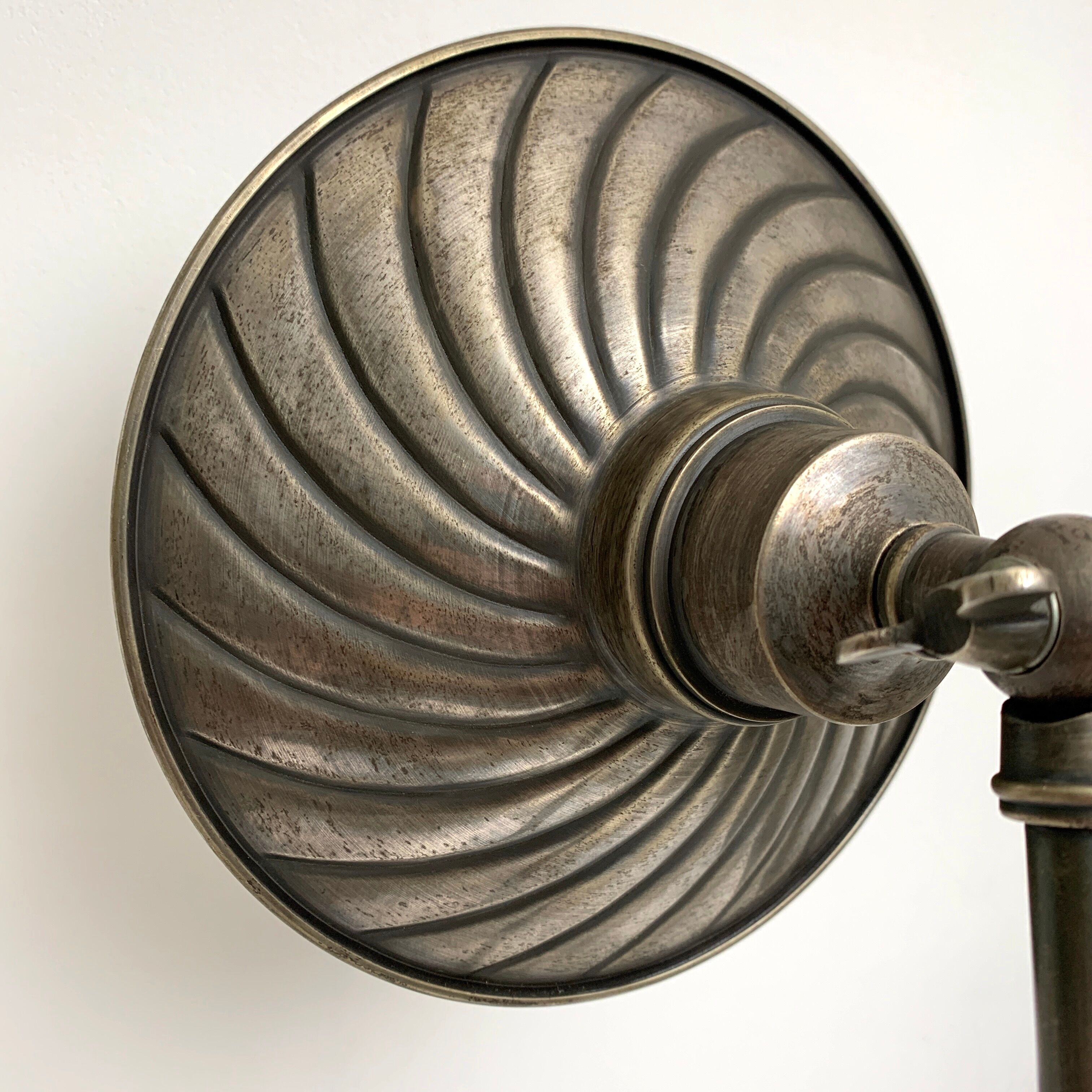 Gooseneck wall lamp old style silver metal patinated