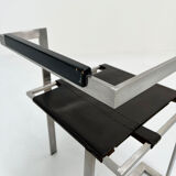 Geometric chair in leather and chrome, 1980s