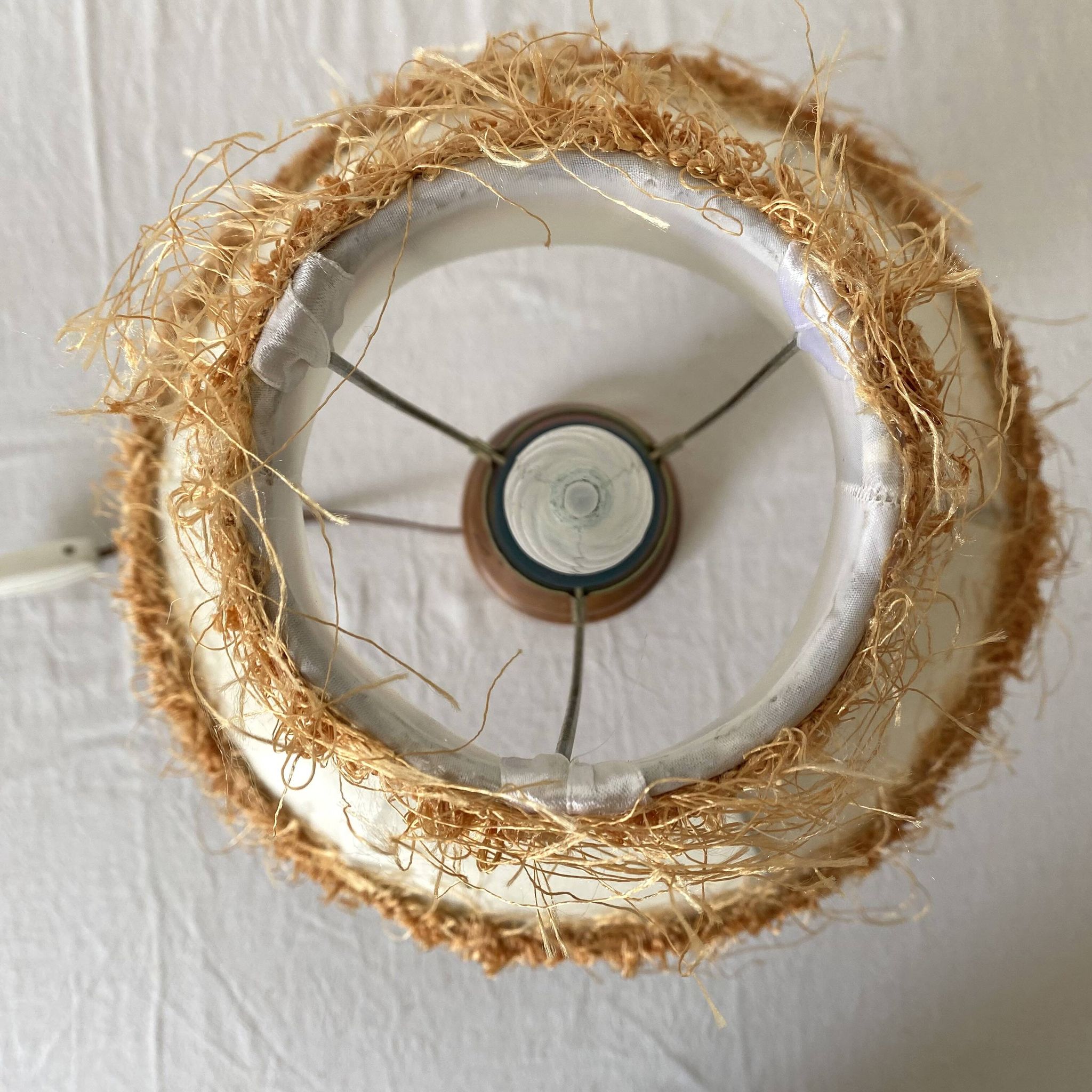 Lampe rétro bois et perles