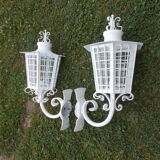 Pair of wrought iron lanterns