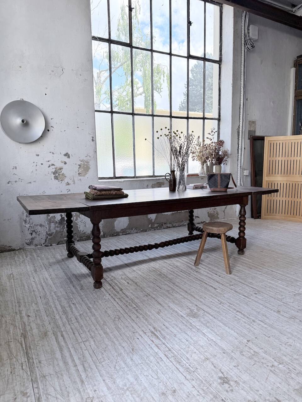 Solid oak table 1900 drapery style XL 280cm with extensions