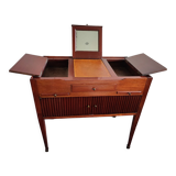 Dressing table with mirror and leather covering