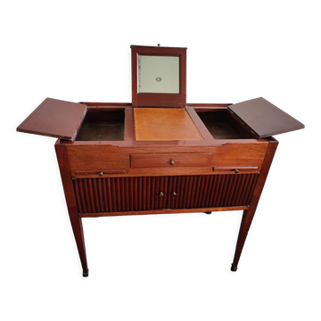 Coiffeuse avec miroir et revêtement cuir