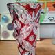 Large ruby red cut crystal vase, handmade, 1960.