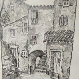Painting 80s Roquebrune Cap Martin
