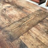 Farm table and two oak benches 19th