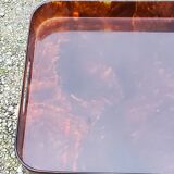 Gold metal side table with tortoiseshell lucite top from the 70s