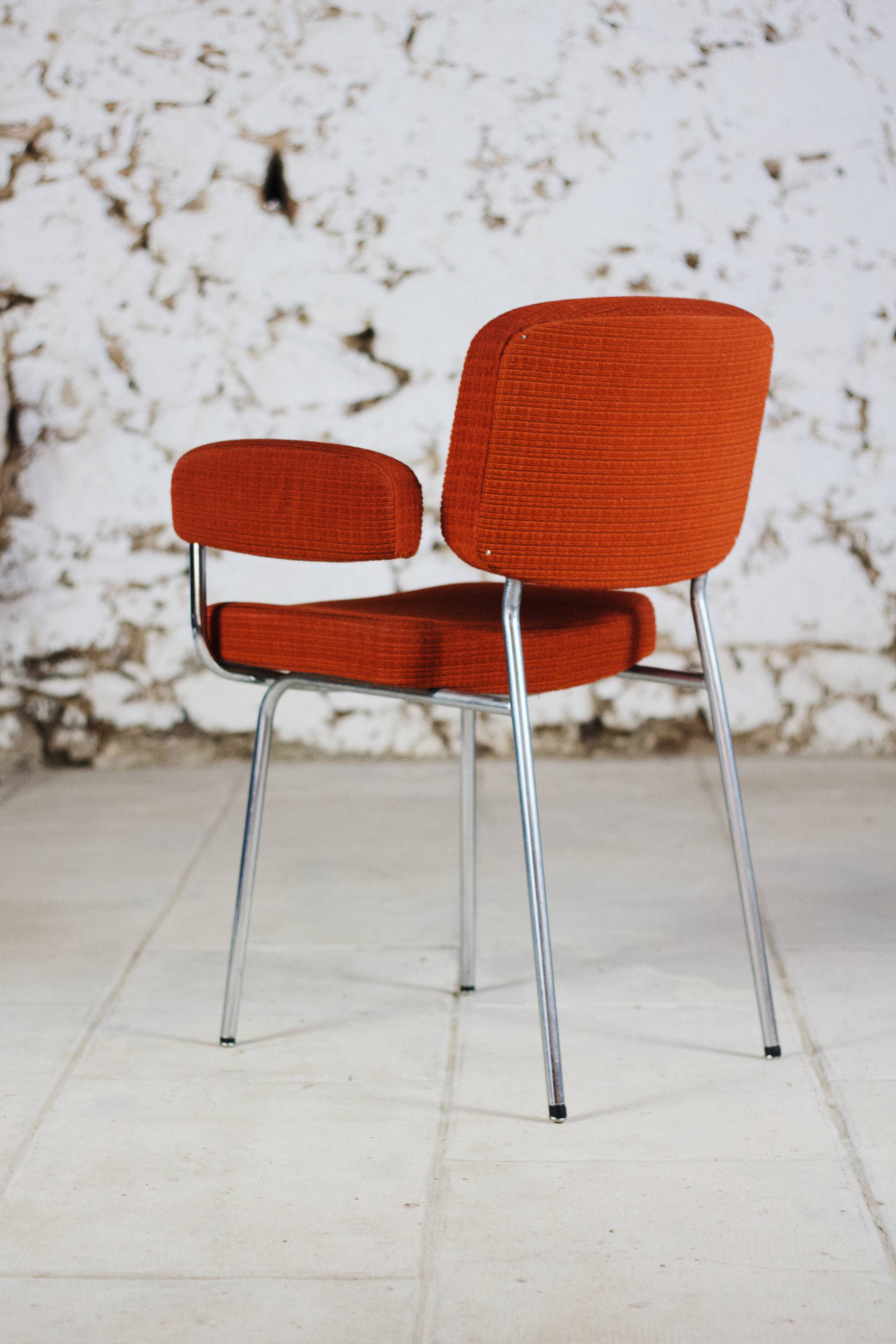 Vintage orange velvet armchair, 1970