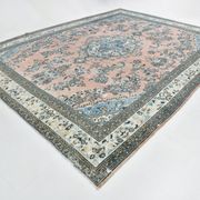 Tapis persan classique bleu et saumon, 318x410 cm