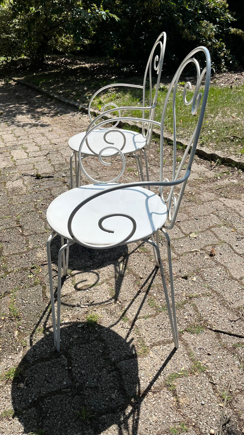 Paire de fauteuils de jardin métal vintage