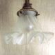 French art nouveau bronze wall light white frilled patterned glass shade 4213