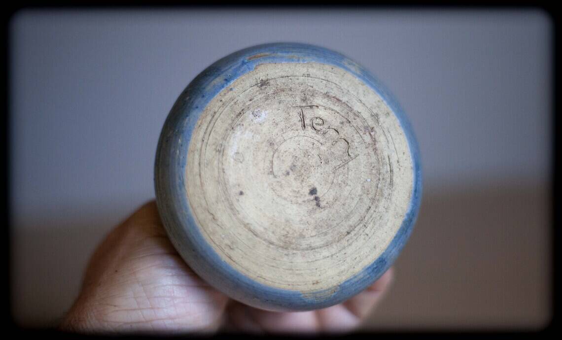 Set of 3 ceramic vases, ball vase and sea urchin vase, signed vase, collection,