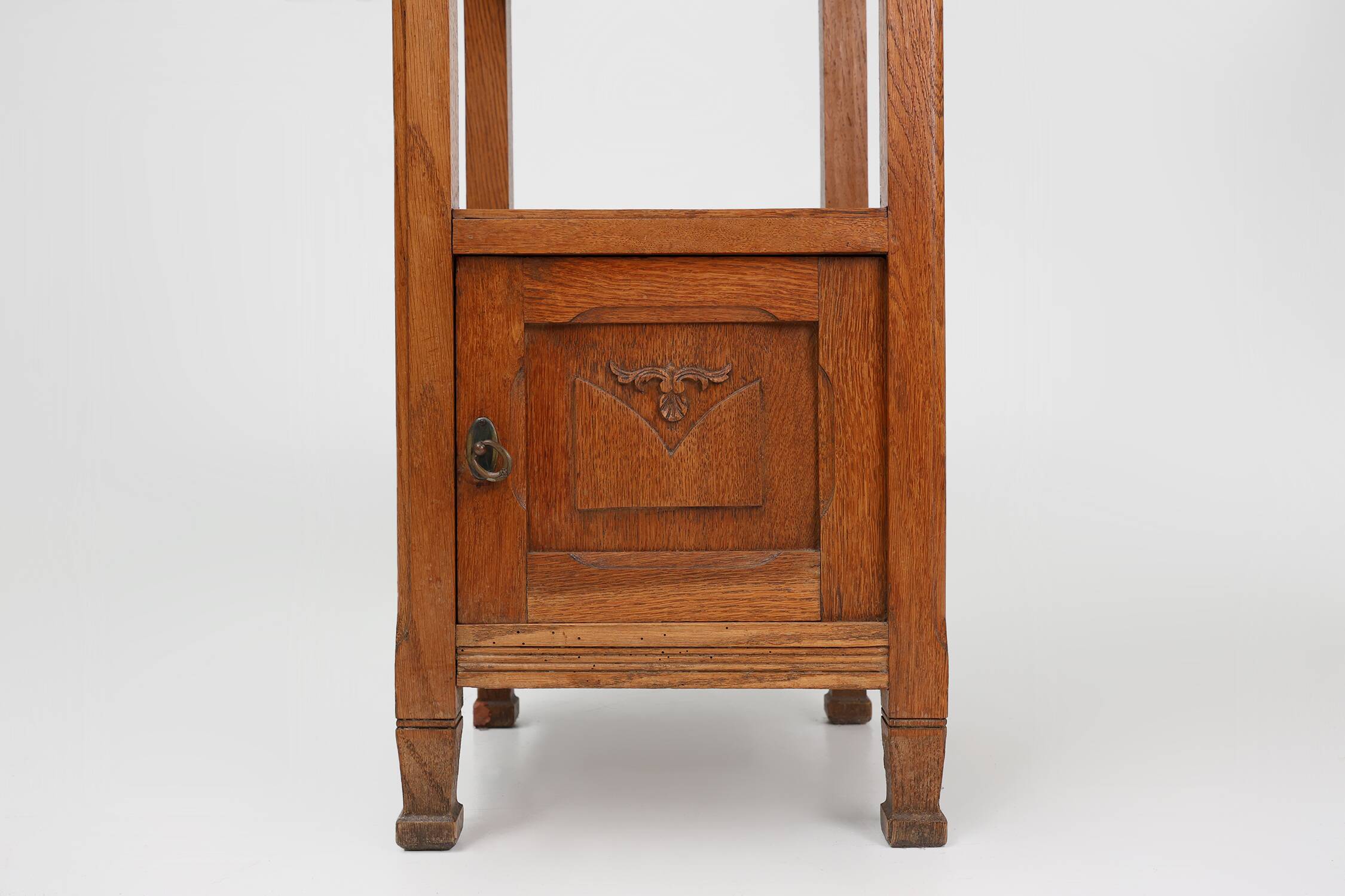 Art Deco nightstand in oak with pink marble top, France ca. 1930